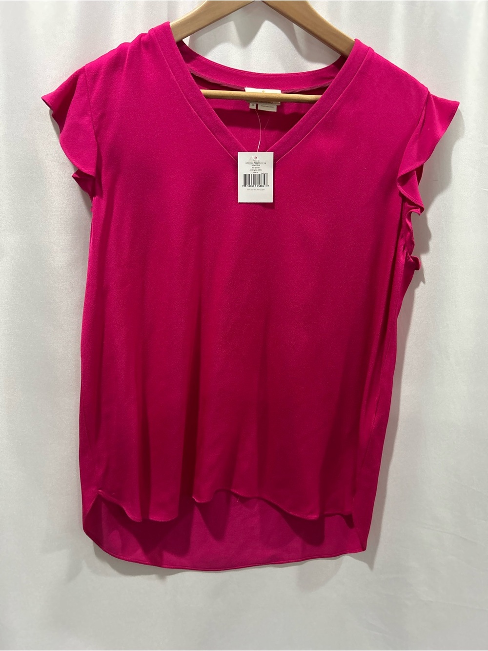 Kate Spade Pink  Flutter Sleeve Satin Blouse